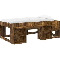 vidaXL Kinderbedframe met opbergruimte Gerookt eiken 90 x 190 cm