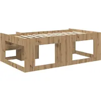 vidaXL Kinderbedframe met opbergruimte Artisanaal eiken 90 x 200 cm