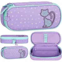 Starpak Katje, schooletui met vakjes, paars, ovaal, voor meisjes 22x10x5cm