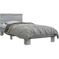 vidaXL Bedframe met Hoofdbord Grijs Sonoma 80 x 200 cm Bewerkt hout