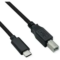 Roline USB2.0 Type C Kabel, C - B, M/M, zwart, 1,8 m
