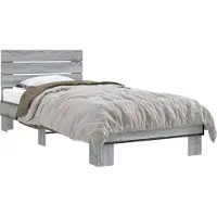 vidaXL Bedframe met Hoofdbord Grijs Sonoma 80 x 200 cm Bewerkt hout