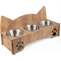 Paws & Whiskers - Voerbak voor huisdieren - Veelkleurig - 100% MDF - 50 x 26,5 x 10 cm