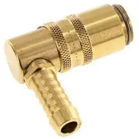 Tameson Messing DN 6 Tempereerkoppeling Snelkoppeling 9 mm Slangpilaar Loskoppelbeveiliging Dubbele afsluiting 90-deg