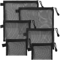 Markenlos Set van 6 afsluitbare netzakken, in 3 verschillende maten, geschikt als organizer, opbergtas, kleine make-up organizer, draagbare reistas, en zakken voor cosmetica en reisaccessoires