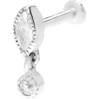 Lucardi - Dames Stalen helixpiercing met zirkonia - Piercing - Staal - Zilverkleurig