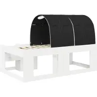 vidaXL Bedframe met Tunnel met plank 3 st Wit en zwart Bewerkt hout