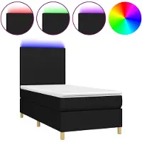 vidaXL Boxspring met matras en LED stof zwart 100x200 cm