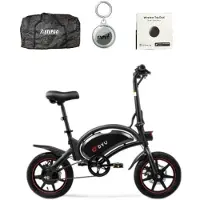DYU Elektrische vouwfiets - D3F - elektrische fiets - opvouwbaar - vouwbaar - 25 km/h trapondersteuning + waterdichte stepgo beschermhoes / reistas en tracker met traceer systeem