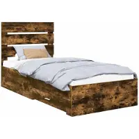 vidaXL Bedframe met lade Rook Eiken 90 x 200 cm Bewerkt hout