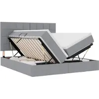 vidaXL LED opbergbed met matras Lichtgrijs 200 x 200 cm Stof