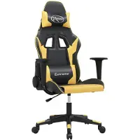 vidaXL Massage gamestoel kunstleer zwart en goudkleurig