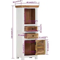vidaXL Hoge kast 40x30x110 cm massief mango- en acaciahout bruin wit