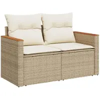 vidaXL Tuinset met 8 zitplaatsen, beige, van polyrotan