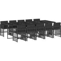 vidaXL 11-delige Tuinset met kussens poly rattan zwart