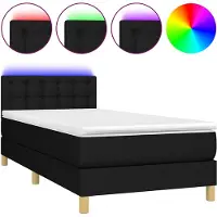 vidaXL Boxspring met matras en LED stof zwart 100x200 cm