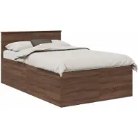 vidaXL Bedframe met hoofdeinde Bruin Eiken 120 x 200 cm Bewerkt hout