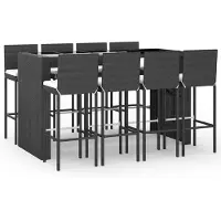 vidaXL 9-delige tuinbarset met kussens, zwart, polyrotan