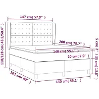 vidaXL Boxspring met matras stof zwart 140x200 cm
