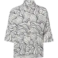 Opus Blouse 'Fashell' ecru / zwart