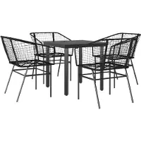 vidaXL 5-delige tuinmeubelset met eettafel, gemaakt van zwart kunststof riet