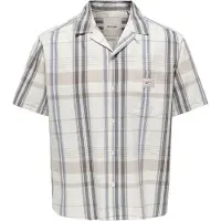 Only & Sons Overhemd 'ONSEBERT' beige / donkergrijs / wit