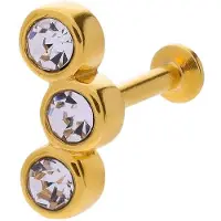 Lucardi - Dames Stalen goldplated helixpiercing met kristal - Piercing - Staal - Goudkleurig