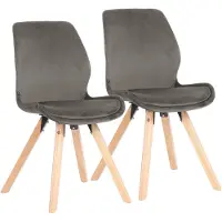 CLP Luna Set van 2 Eetkamerstoel - Modern - Rugleuning - 136 kg - Fluweel/grijs