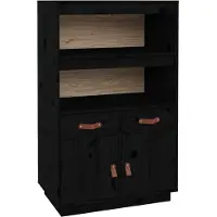 vidaXL Hoge kast 67x40x108,5 cm massief grenenhout zwart