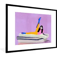 PosterMonkey Fotolijst incl. Poster - Vrouw - Vintage - Pastel - 80x60 cm - Posterlijst