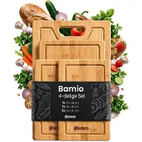 CLP Bamio Snijplankenset - Bamboe - 4-delig - Antibacterieel - Sapgeul - natura