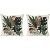 Abakuhaus Monstera decoratieve kussenhoes, 2-pack, modern accent, dubbelzijdige digitale print, 45x45 cm, saliegroen kalfsgroen