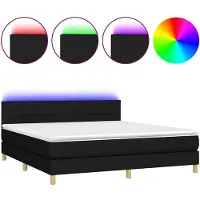 vidaXL Boxspring met matras en LED stof zwart 180x200 cm