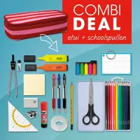 Soho - Etui XL + Vulling - Grote etui met diverse opbergmogelijkheden - Inclusief complete vulling - In 1 klik klaar voor het nieuwe schooljaar - GB PINK - Strepen