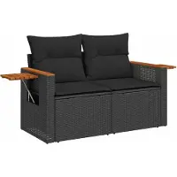 vidaXL Tuinbankenset 12 pcs Zwart poly rattan