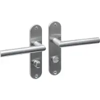 Intersteel Deurkruk Jura basic op schild ovaal 185x41mm wc 63/8 RVS geborsteld