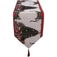 Clayre & Eef Tafelloper Kerst 33x180 cm Beige Polyester