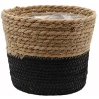 Van der leeden - Pot Seagrass Natural/Black - diameter 14x12 cm