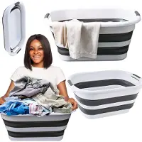 Mona - Opvouwbare Wasmand - 40L - Anti-slip Handvatten - Biało-szary