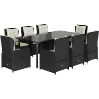 vidaXL 9-delige Tuinset poly rattan zwart