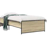 vidaXL Bedframe Sonoma Eiken 80 x 200 cm Bewerkt hout
