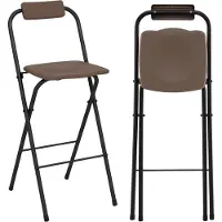 Costway Barkruk voor buiten, set van 2, inklapbare barstoelen met rugleuning en voetensteun, tot 150 kg belastbaar, zithoogte 70 cm, tuinstoelen voor balkon, tuin, terras (bruin)