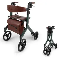 Parvum Vesta Rollator - Lichtgewicht Design Rollator (6,3kg) - Incl. stokhouder, tas & rugleuning - Mosgroen