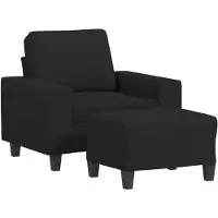 vidaXL Fauteuil met voetenbank 60 cm stof zwart