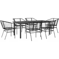 vidaXL 7-delige Tuinset poly rattan glas zwart