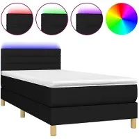 vidaXL Boxspringbed met matras en LED-verlichting, zwart, 90x200 cm, gestoffeerd