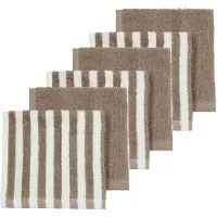 Meyco Baby Fat Stripe Monddoekjes - Jacquard Badstof - Taupe - 30x30cm - 6-pack