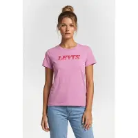 Levi's The Perfect Tee Stripe Logo Maube Orchid Size: S | T-Shirts Outlet | Dames | Roze