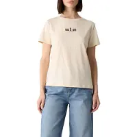 Comma Shirt lichtbeige / chocoladebruin / rood