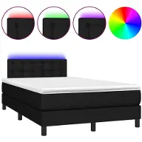 vidaXL Boxspring met matras en LED stof zwart 120x200 cm